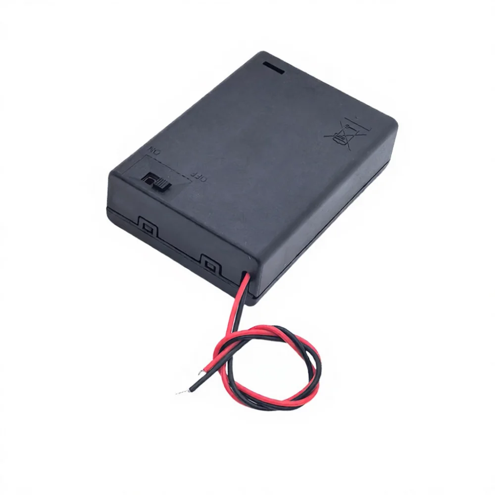 AA Battery Storage Case Box With Cover And On Off Switch For DIY Projects Portable Modular Power Supply Connection Holder