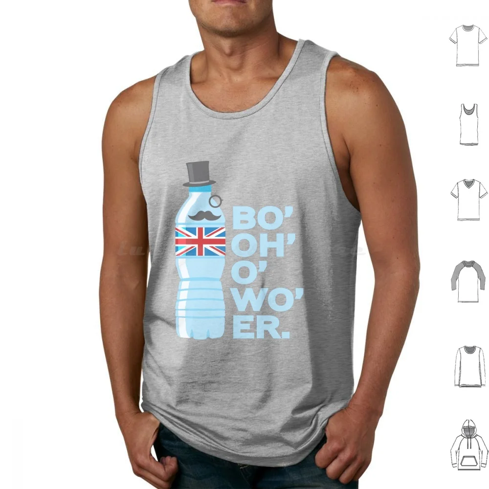 Bottle Of Water British Accent Union Jack Sophisticated Gentleman Bo'oh'o'wo'er Tank Tops Print Cotton Water British Accent