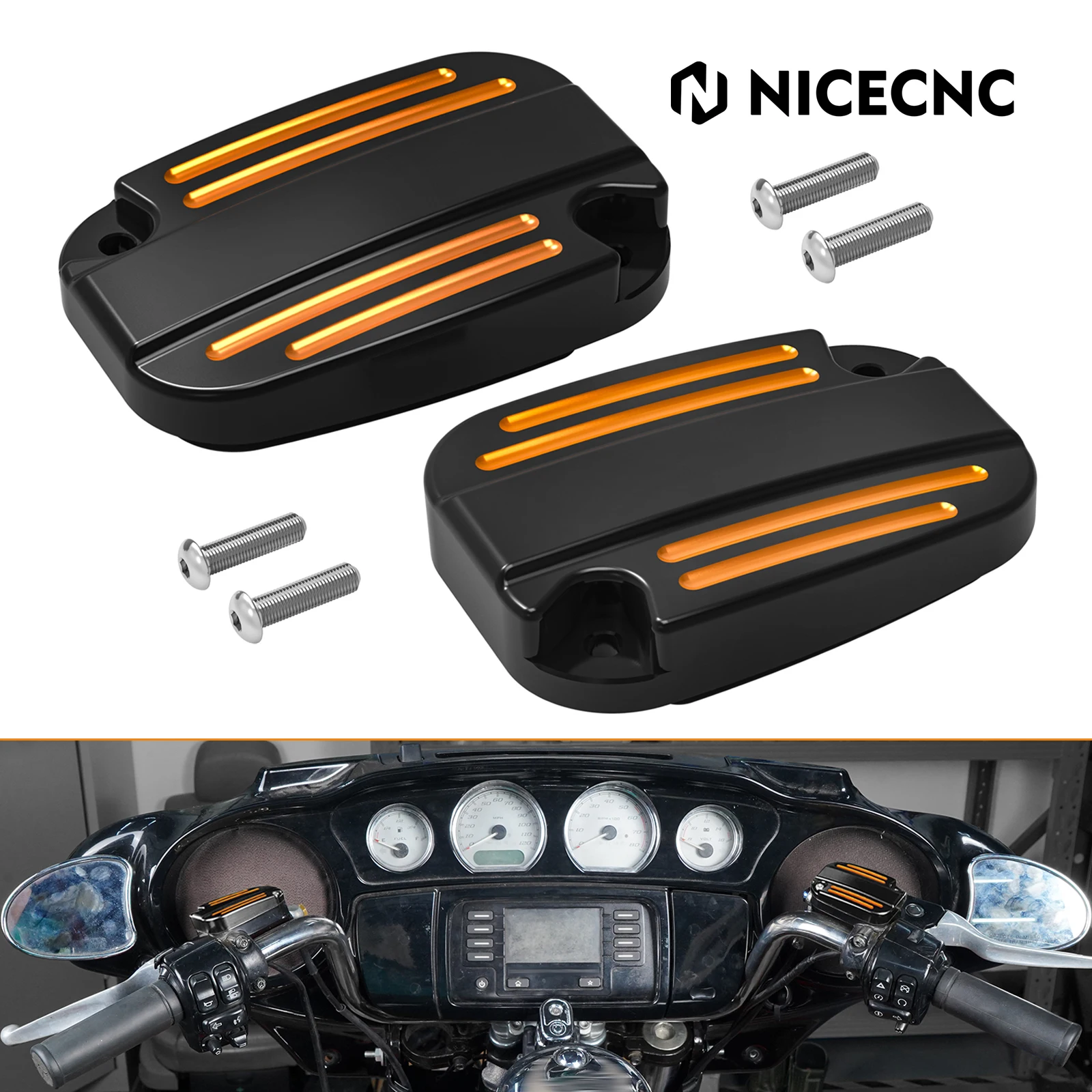 

For 18-20 Harley Street Glide FLHX FLHXS Brake Clutch Fluid Reservoir Cover for Road King FLHRXS FLHP FLHRC Master Cylinder Lids