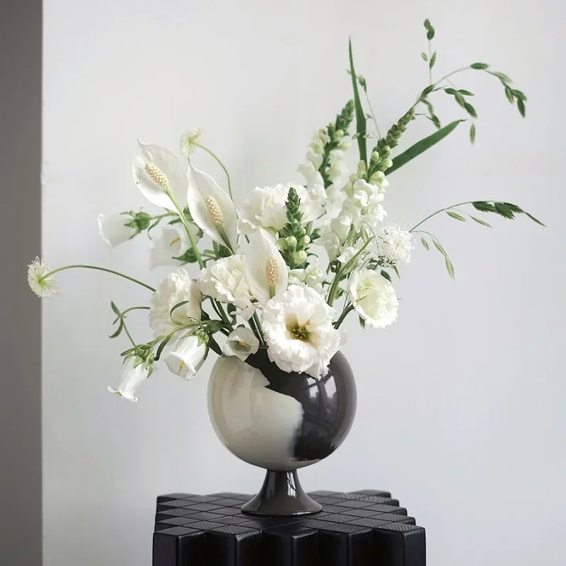 Ceramic Vase Irregular Grain Spherical Flower Vase Floral Arrangement Accessories Hydroponics Home Decoration Accessories