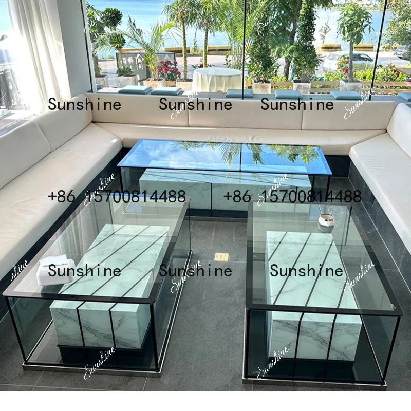 KTV coffee table luminous special high-grade tempered glass wine bar counter light luxury sofa card seat table