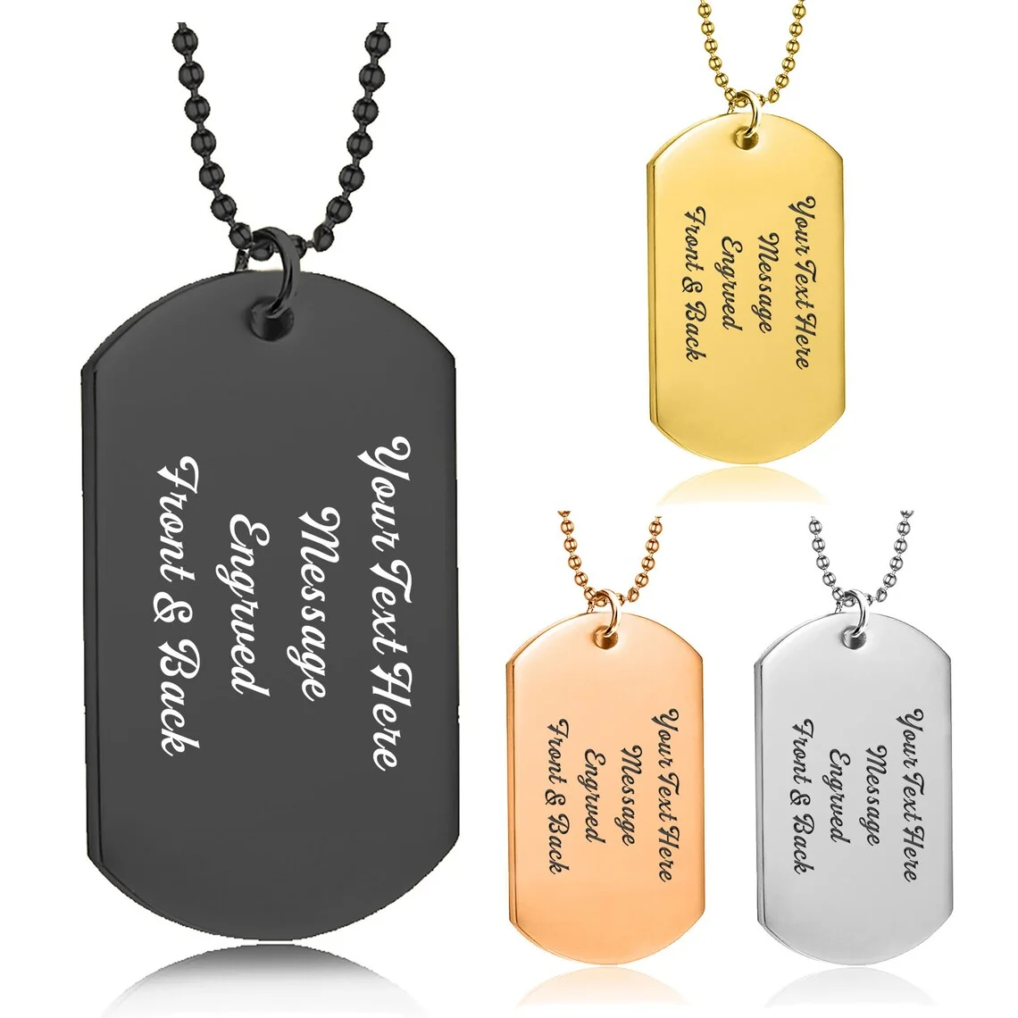 Mens Dog Tag Necklace - Персонализированные собачьи бирки, индивидуальная гравировка, текстовый