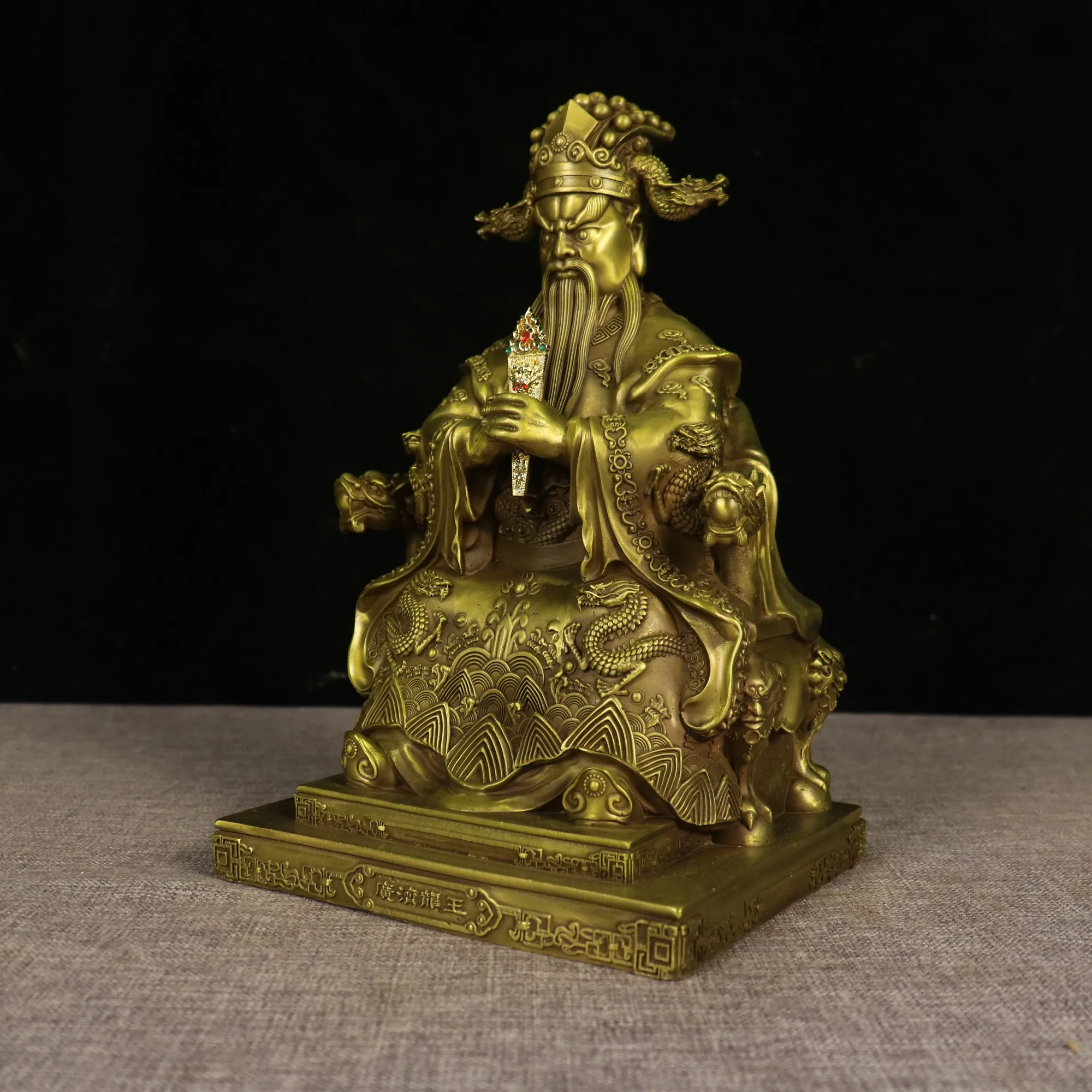 12 "مجموعة معبد التبت القديم النحاس Wuye التنين الملك التنين الورد الخامس التنين الملمس الرئة كرسي قاعة العبادة تاون هاوس