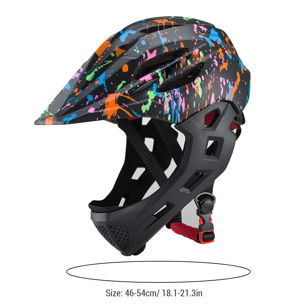Adjustable Breathable Kids Bike Helmets Toddler Lightweight Full Face Bicycle Helmet with LED Light 16 Openings for 46-54cm Head