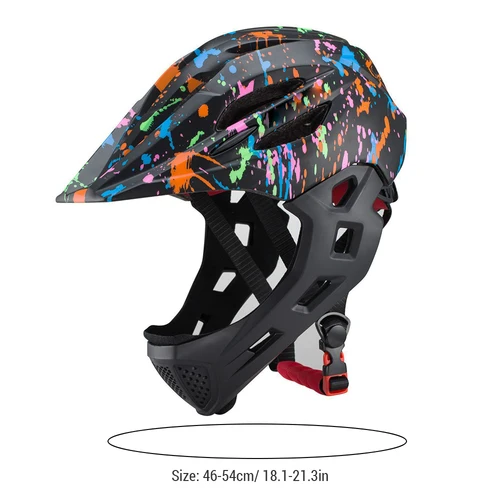 Imagen 2 del producto Cascos de bicicleta transpirables ajustables para niños, casco de bicicleta de cara completa ligero para niños pequeños con luz LED, 16 aberturas para cabeza de 46-54cm