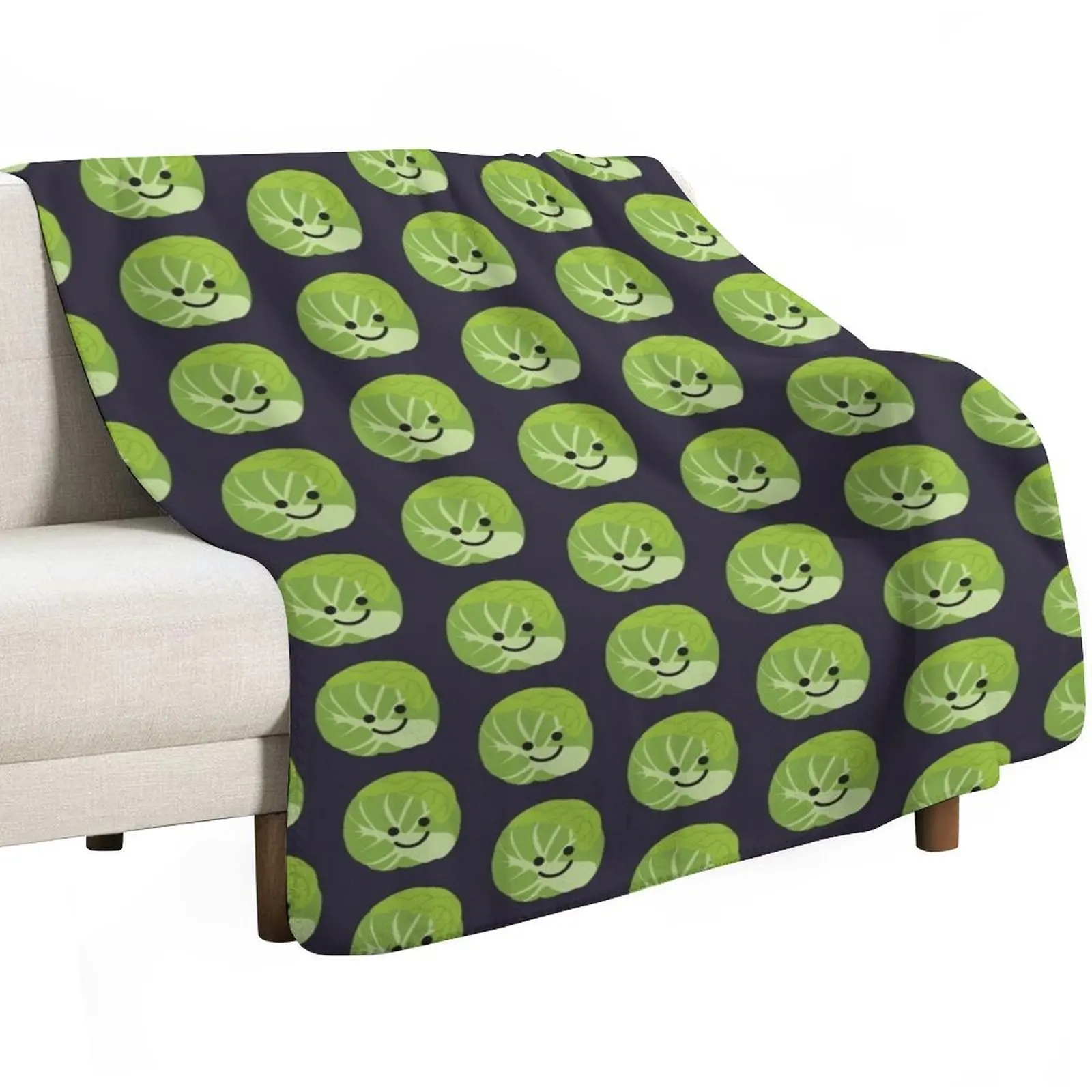 A Happy Brussels Sprout Throw Blanket Travel Size Cozy Blanket for Plane Train