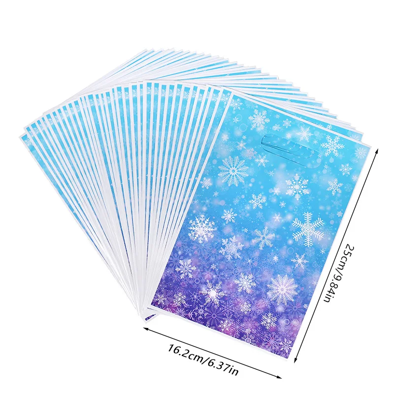 20/50 stücke Schneeflocke Party Süßigkeiten Geschenk Taschen Weihnachten Cookie Snack Verpackung Tasche Kinder Geburtstag Partei Liefert Neue Jahr Dekoration – Detail 10