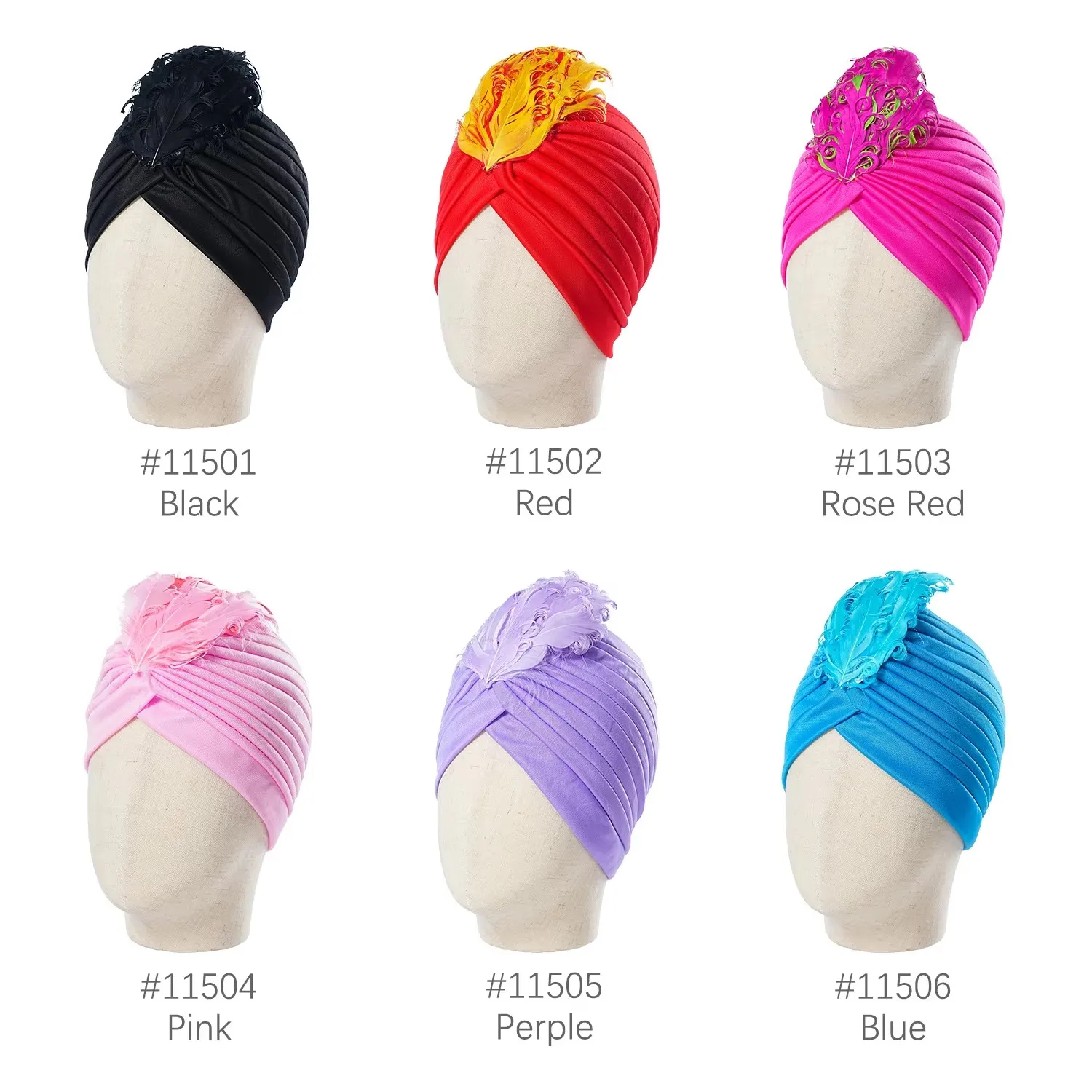 Fashion Women Feather Hat Arab India Pleated Turban Indian Cap Ladies Muslim Islamic Headwear Vintage Sultan Hat Headpiece