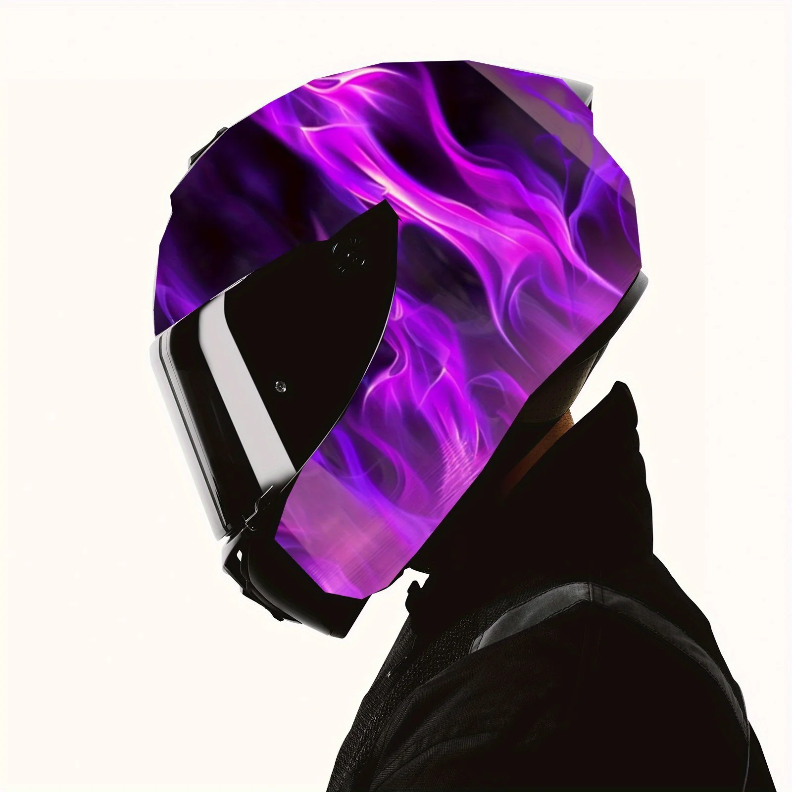 Burning Purple Flame Helmet Painting Sticker - Waterproof, Scratch Resistant PVC Patch for Motorcycle Racing Helmet, Artistic Ae view 4