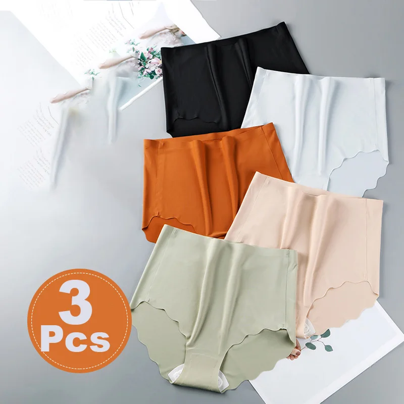 3PCS Invisible Panties Women Seamless Briefs Female Underpants Ultra-thin Underwear High Rise Pantie