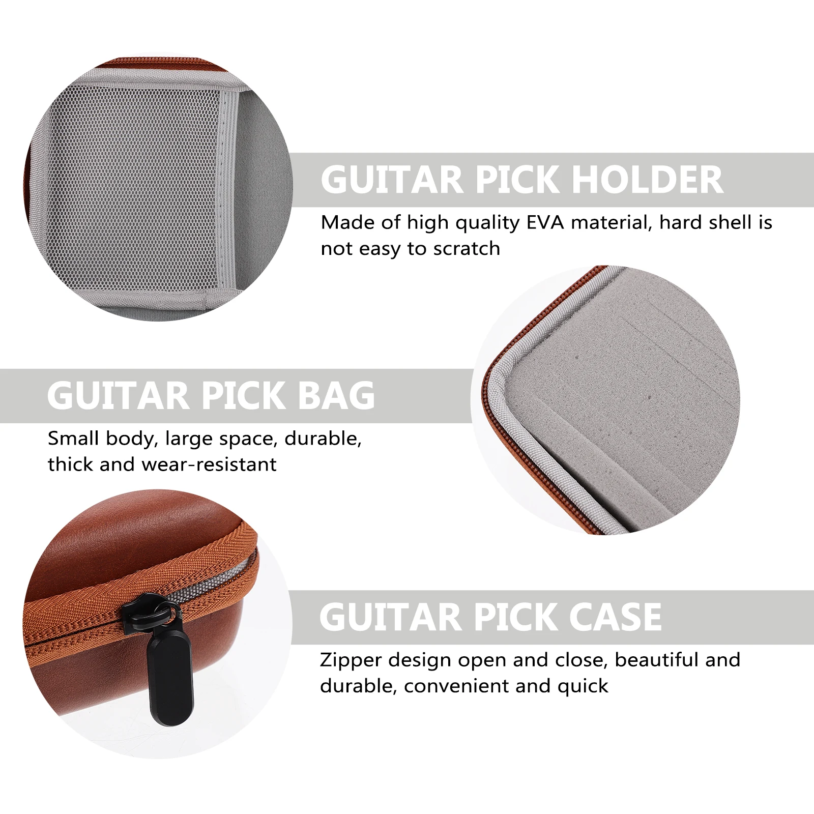 

Pick Storage Bag Guitar Instrument Case Organizer Electric Acoustic Holder Brown Pouch Travel