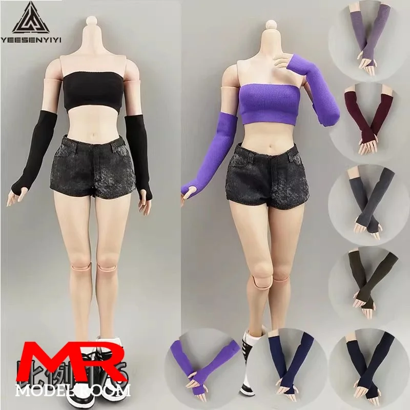 1/6 Scale Female Tube Top Arm Sleeves Solid Color Clothes Accessories Model Fit 12'' Soldier Action Figure Body Dolls