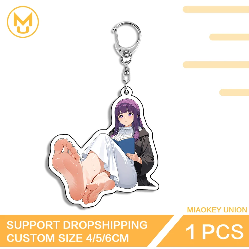 Fern Lovely Girl Exquisite Sitting Posture Eye Catching Double Sided Key Chains Daily Wear Anime Jewelry Accessories Gifts
