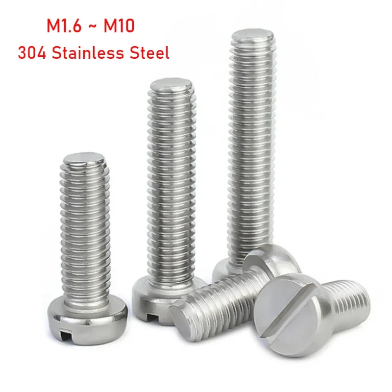 304 Stainless Steel One-slot Cheese Screws M1.6 M2 M2.5 M3 M4 M5 M6 M8 M10 Slotted Round Bolts