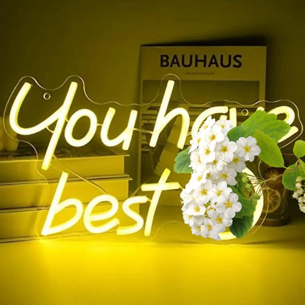 You Have Best Smile Neon Sign for Office Bedroom Decor Dimmable Motivational LED Neon Light Positive Message Gift Inspirational