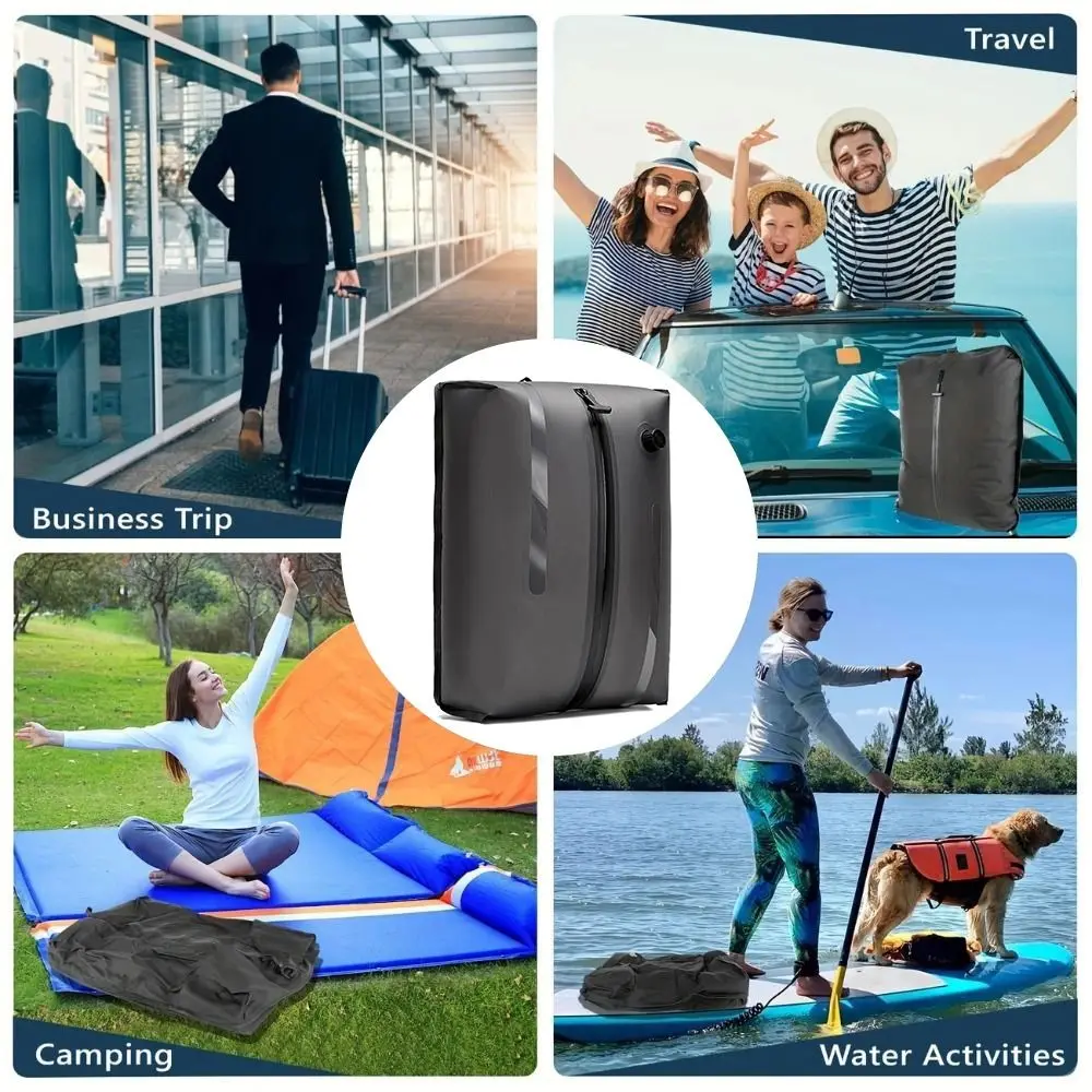 أكياس مكنسة قابلة لإعادة الاستخدام للسفر قابلة للطي الغبار فراغ ضغط حقيبة مقاوم للماء توفير المساحة الأمتعة فراغ حقيبة التخزين