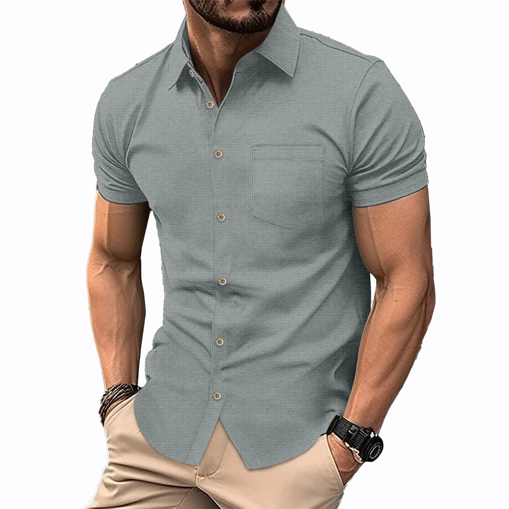 Shirt Men Shirt Casual Collared Daily Holiday Short Sleeve Tops Beach Blouse Button Down Mens Regular Slim Fit