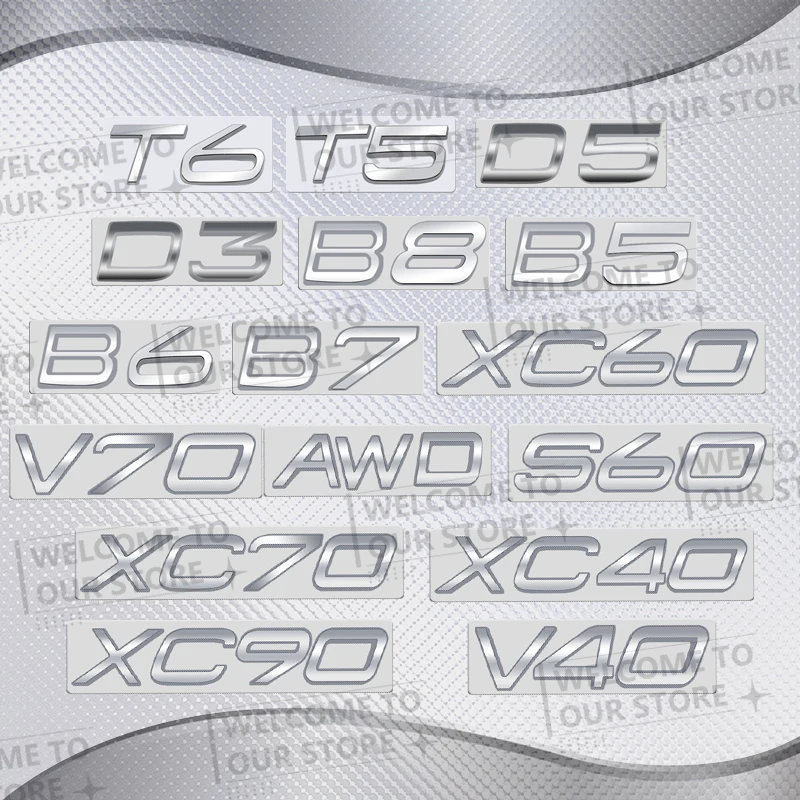 �y�Z�[�����zCar Sticker chrome For For Volvo V70 V60 V40 S90 S60 XC40 XC60 XC90 XC70 D2 D3 B5 B6 AWD Logo Badge Decal Rear Trunk Emblem