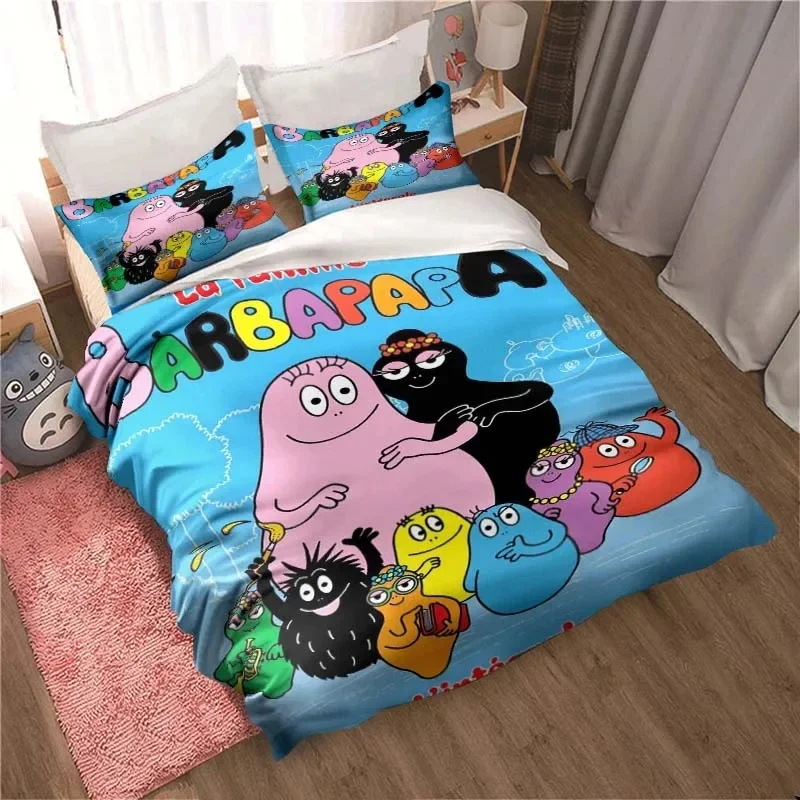 Les Barbapapa Family Cartoon 3 Piece Bedding Set Twin Duvet Cover Set All Season Quilt Cover  Bedding Set Twin Single Boys