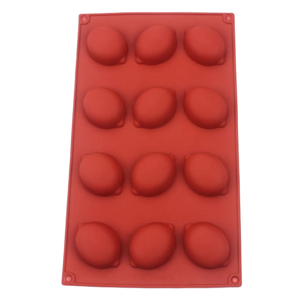 New Arrival 12 Hole Lemon Shape Silicone Cake Mold Mousse Pudding Handmade Soap Chocolate Ice Tray Mold Fruit Series Baking Tool