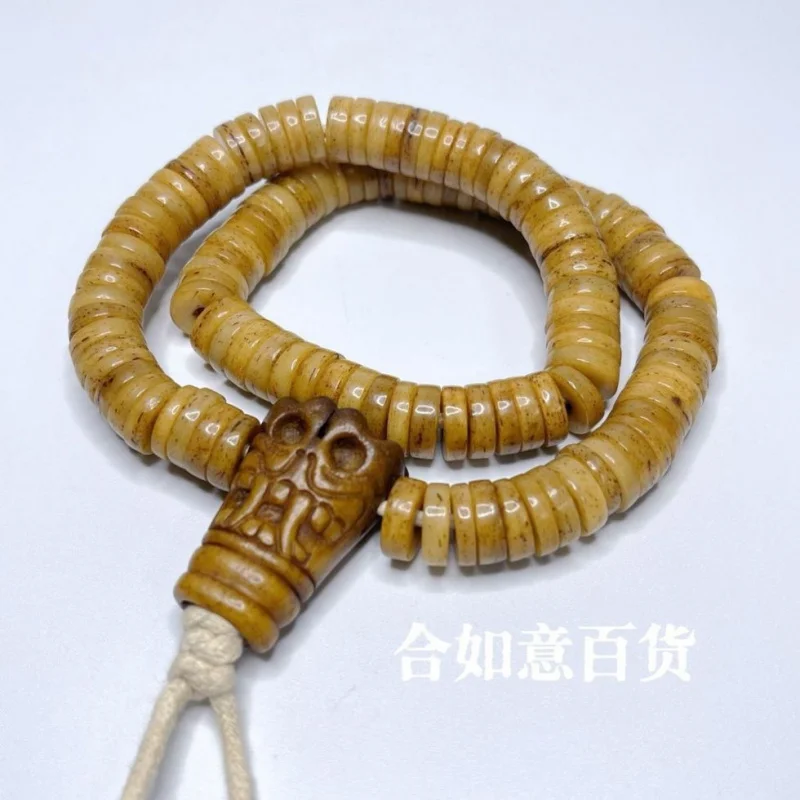 

Yak Buddhist Prayer Beads Hanging Chain Marrow Bracelet Genuine Cow Bone with Little Marr
