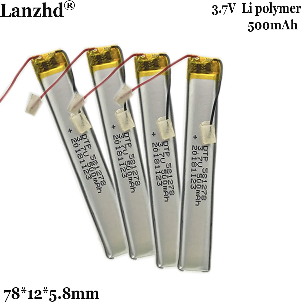 3.7V Polymer Lithium Battery DTP 581278 500mah For Cabinet Ceiling light Children's point reading pen 3D printing pen battery