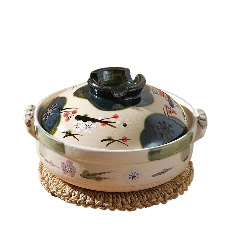 

Hand-painted weaving plum soil pot Wangu roasted rice soup casserole dry roasting high temperature resistance