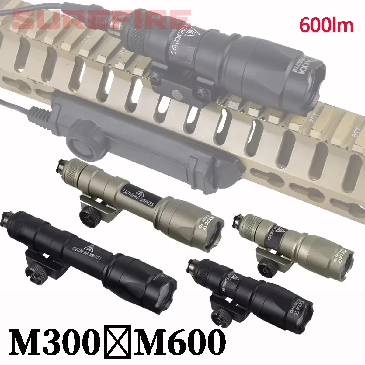 Tactical Surefire Flashlight M300 M300C M600 M600C Scout Light With Pressure Switch Dual Function Hunting Weapon Light 600 Lumen