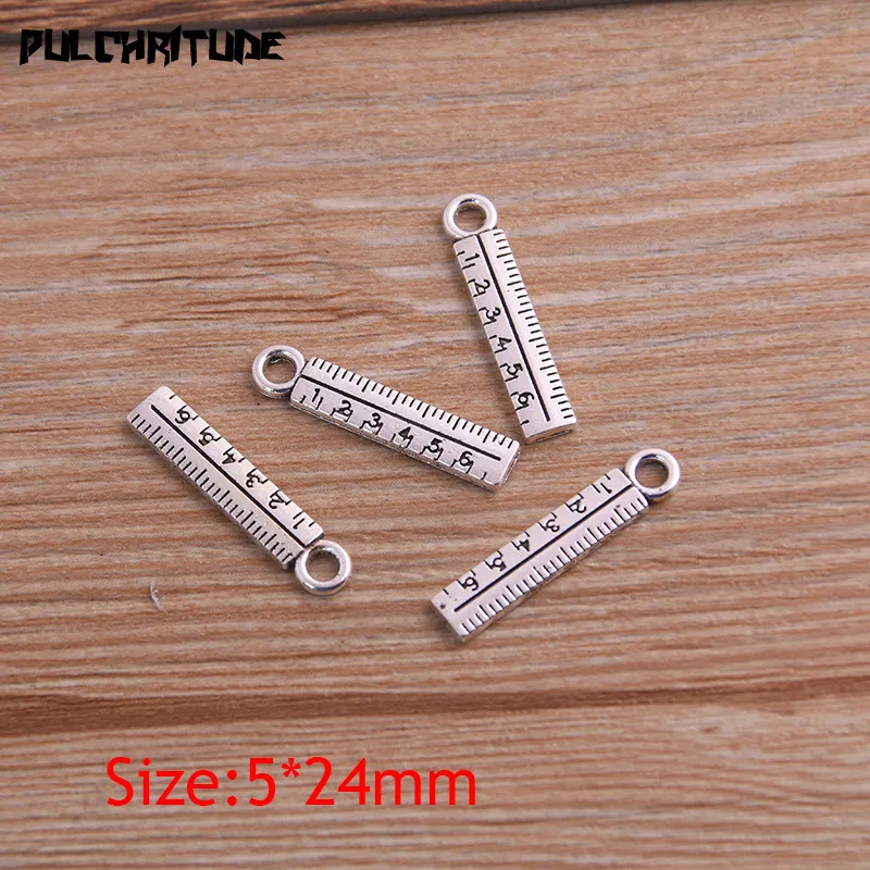 30pcs 5*24mm Metal Zinc Alloy Ruler Charms Fit Jewelry School Supplies Pendant Charms Makings