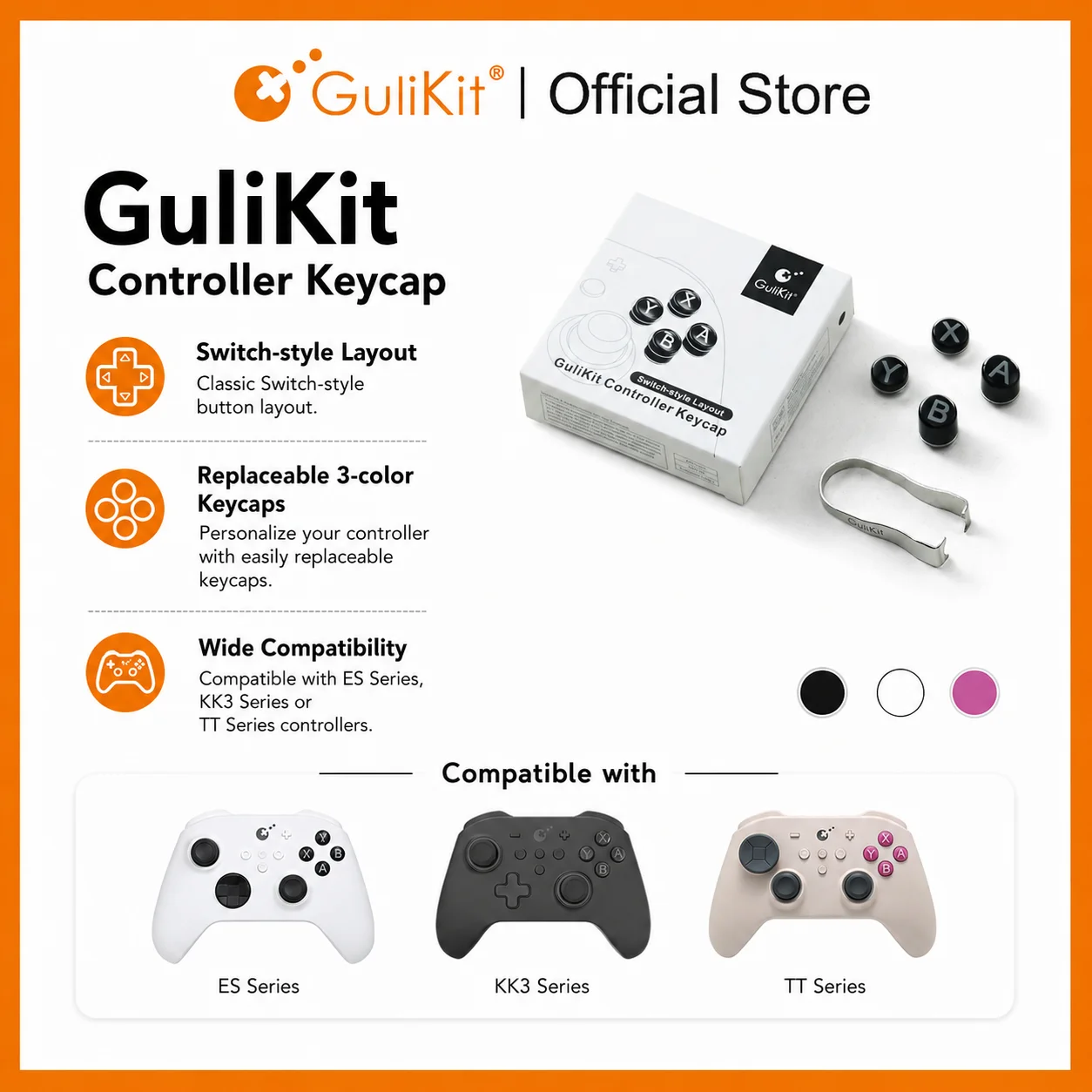 

Gulikit NS62 Keycap for Gulikit ES/ES Pro, GuliKit KK3 Series , TT Series Controller for Switch Layout B A X Y Button Placement