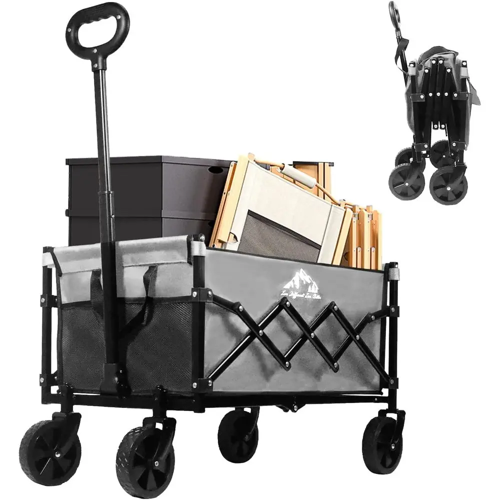 

Складная универсальная тележка, пляжная тележка с грузоподъемностью 352 фунта, регулируемые ручки, 5 бесшумных поворотных колес, легкая (11 фунтов), подходит для различных задач