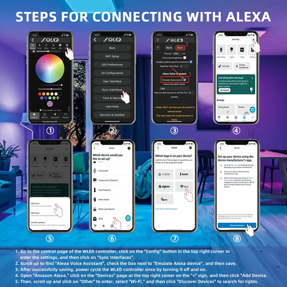 DOMRAEM ESP32 USB-C WLED Digitaler LED-Controller RGB IC DIY APP 16A Sicherung Funktioniert mit HA/MQTT/Alexa WS2811/12/12B/14/05 Sk6812 Streifen – Detail 17