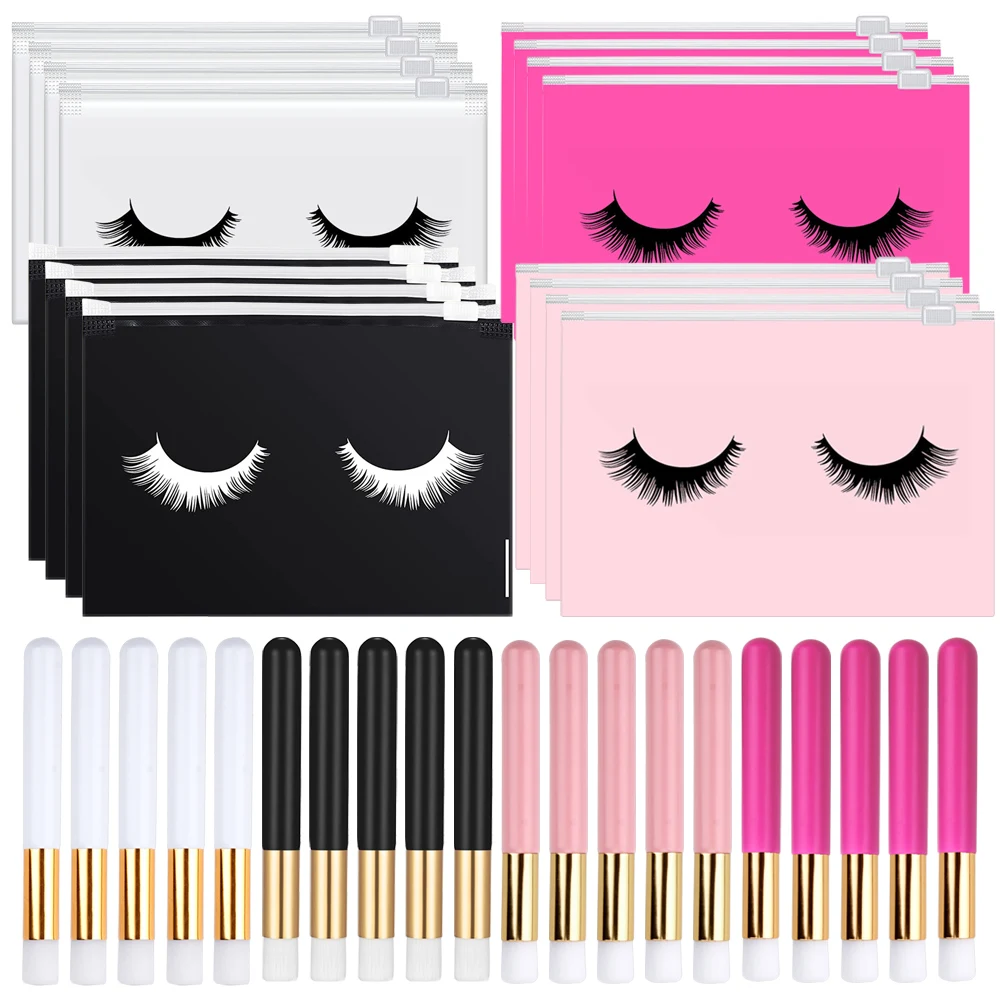 15Pcs Eyelash Shampoo Brushes Set Nose Pore Deep Cleaning Brush Makeup Lash Aftercare Bags Cosmetic Pouch Eyelash Extension Tool