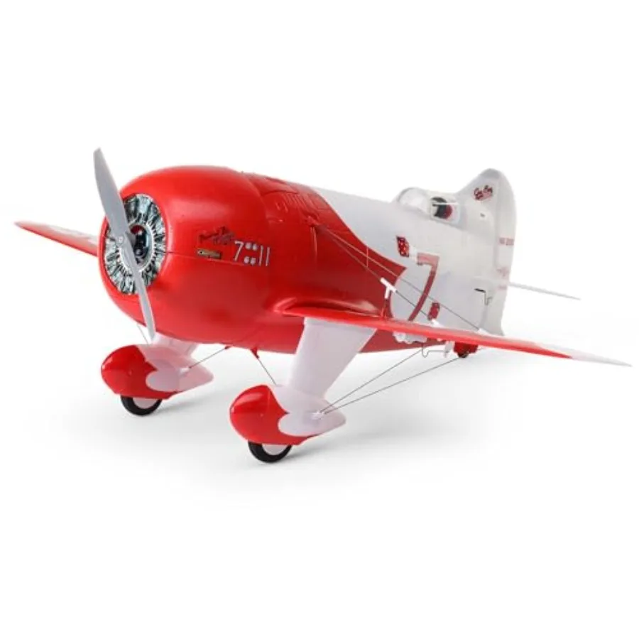 RC Airplane UMX Gee Bee R-2 BNF Basic for outdoor flying, lightweight EPP foam body, red-white-blue color scheme, AS3X stabiliz