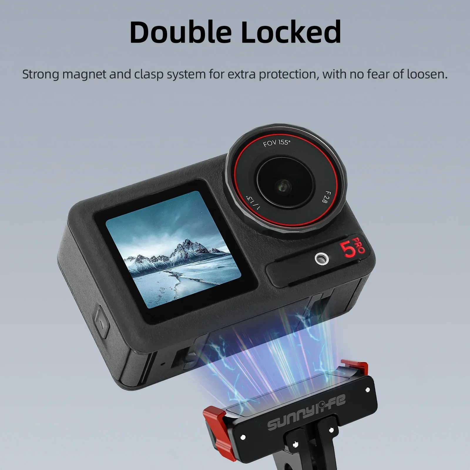 Sunnylife-soporte adaptador magnético de liberación rápida, montaje de interfaz 1/4 para DJI Action 5 Pro/Action 4/3/2, accesorios de cámara