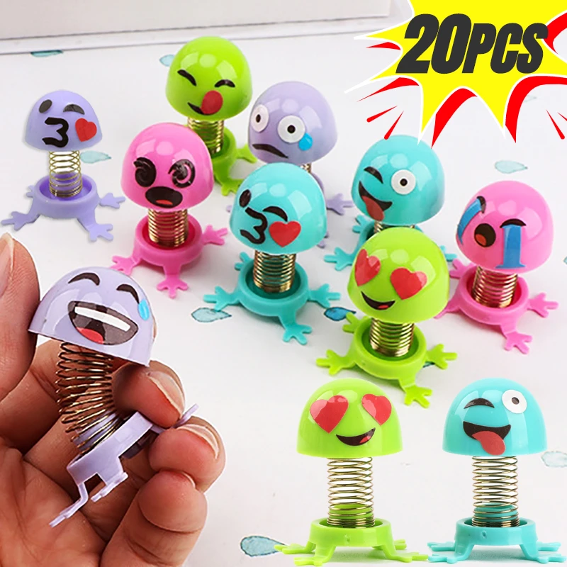 

20pcs Assembled Spring Figure Toys Kids Table Puzzle Parent-child Interactive Toy Cartoon Bounce Elf Expression Doll Prank Gifts