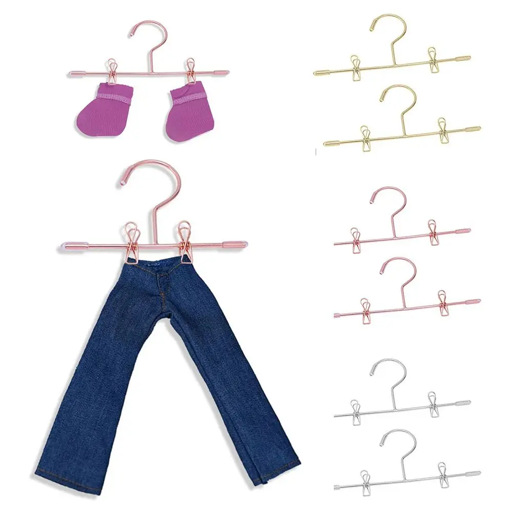 5 pçs ouro prata boneca roupas cabides de metal boneca acessórios cabide em miniatura casa de bonecas móveis mini guarda-roupa