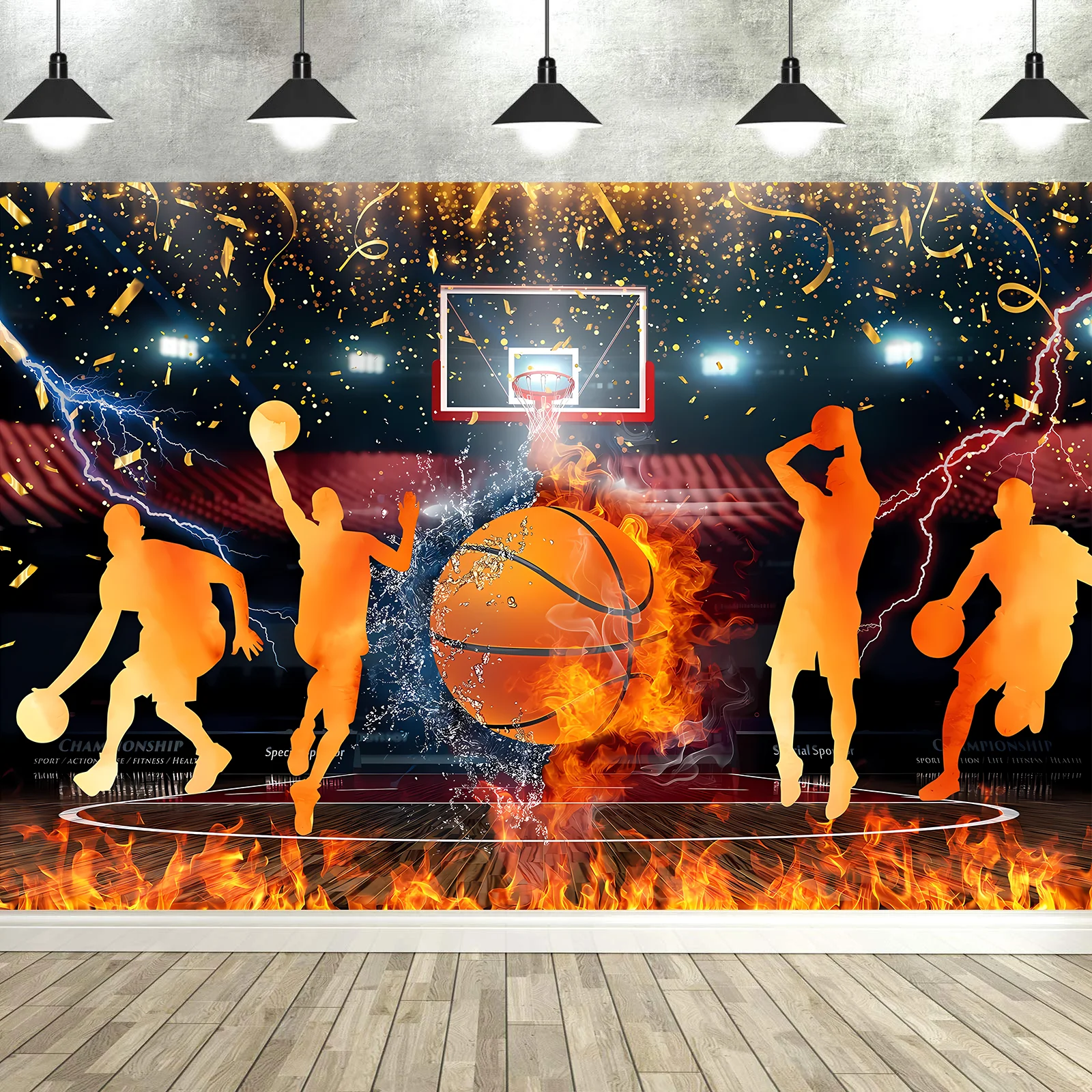

Basketball Star Birthday Party Backdrop Basketball Court Photo Background Decorations Photo Booth Props Banner Stand Screen