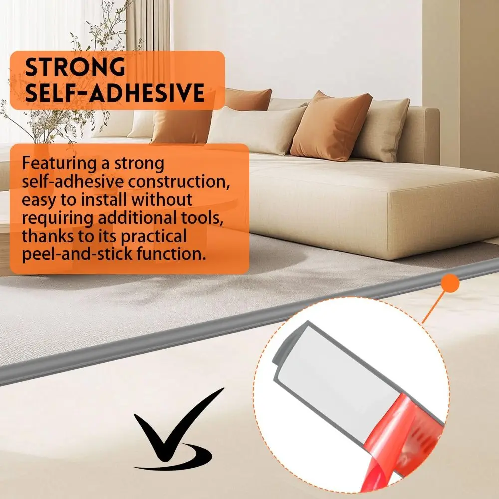 PVC Carpet Edge Trim Strip Cuttable Flexible Floor Transition Strip Waterproof Self Adhesive Tile Transition Cover