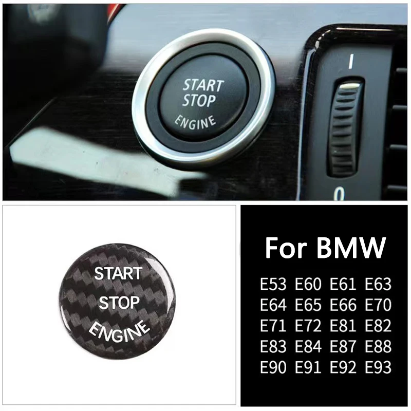 Carbon Fibre Car Engine Ignition Start Stop Button Protective Sticker For BMW E53 E60 E61 E63 E64 E65 E66 E70 E82 E90 E92 E72