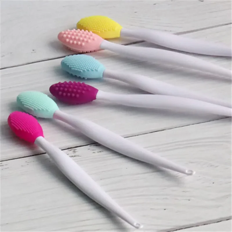 5 Colors Silicone Multifunction Wash Face Exfoliating Blackhead Cleansing Brush Lip Brush Clean Pores Professional Beauty Tools