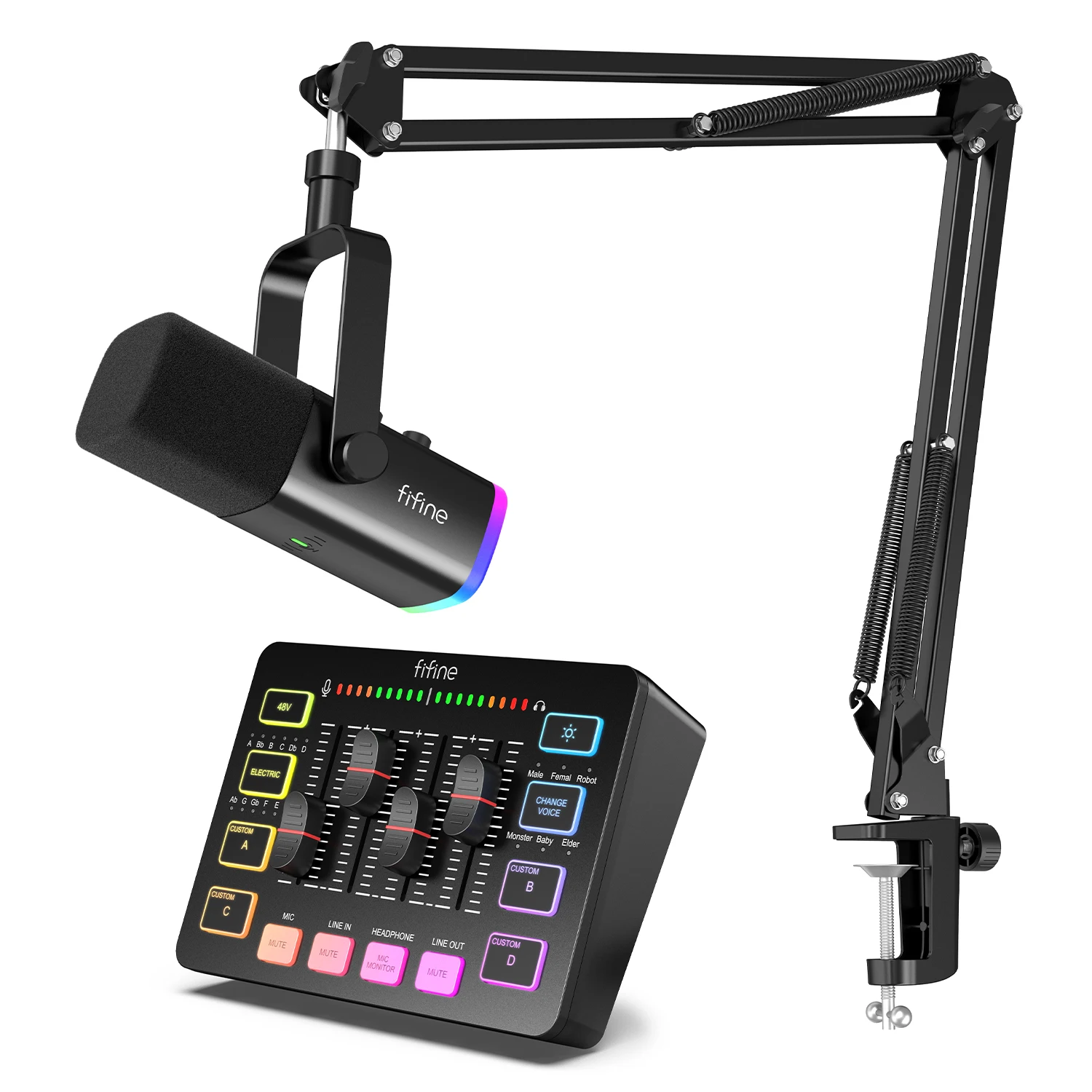 FIFINE Gaming Audio Set Microphone/Mixer/Headset for Streaming Podcasting,Podcast Set for Youtube/OBS/Tiktok/X/VK - AM8/H9/SC3