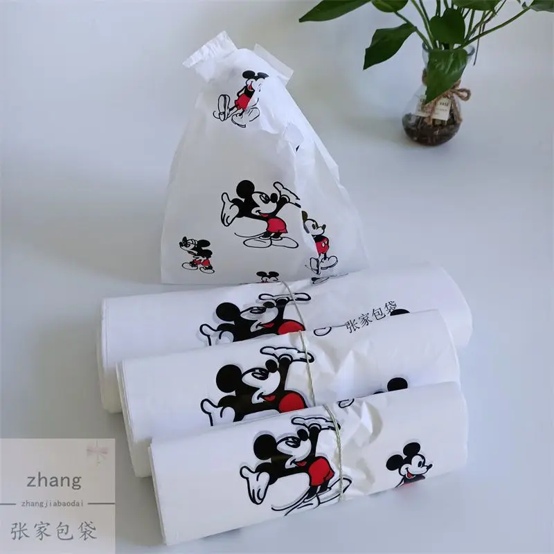 50pcs Disney Mickey Plastic Bags Anime Garbage Bag Cartoon Packaging Bag Cute Clothing Accessories Cosmetics Dessert Vest Bag