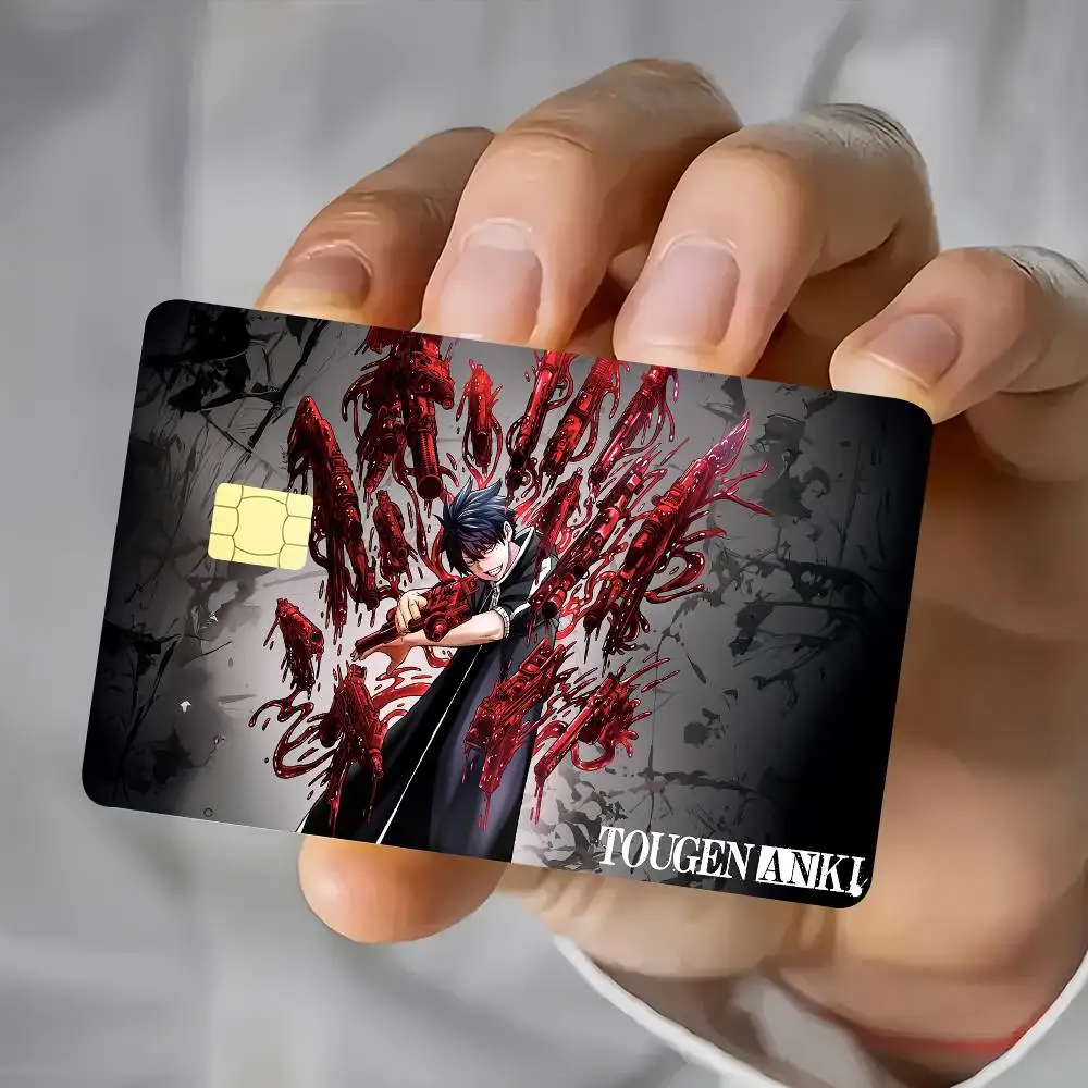 Anime T-Tougen Anki Card Stickers Waterproof Film Skin Cover 4PCS Credit Card Stickers Debit Front Decoration Commuter Pass #5