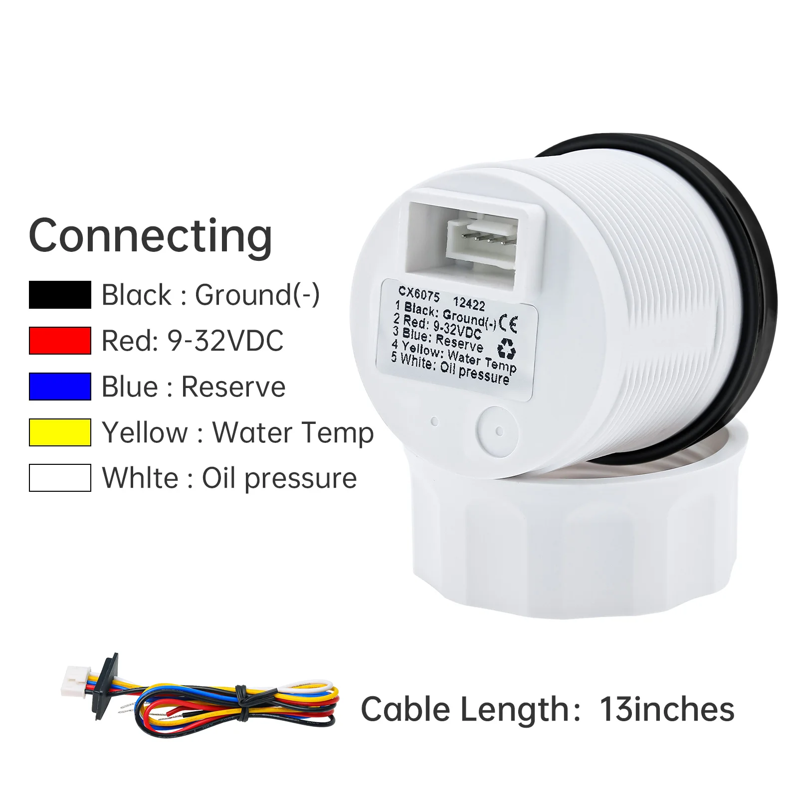 Qiilu 3 In 1 Manometro Auto 12V - Temperatura Acqua, Pressione Olio E Voltmetro Con Sensori, In Acciaio Inox Nero