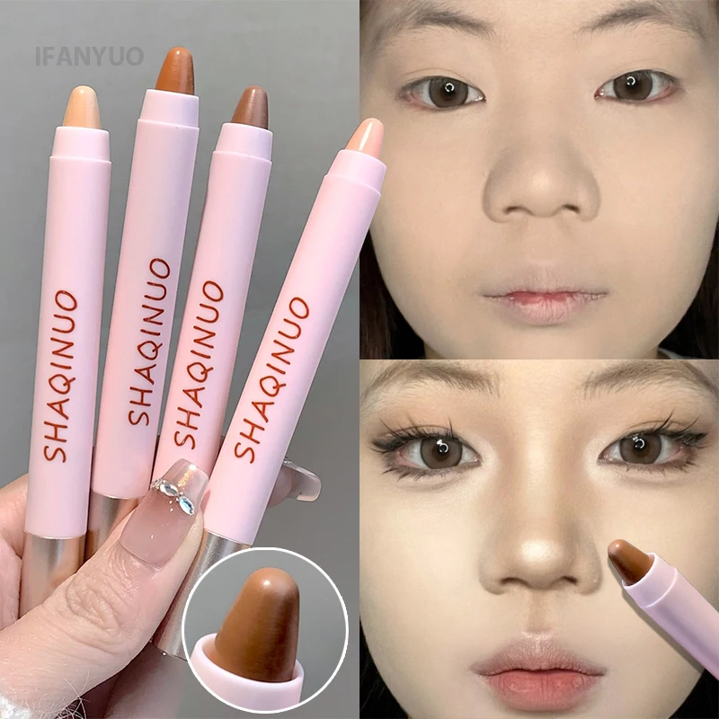 Punta cónica sombra de nariz bronceadores contorno maquillaje pluma Natural gris marrón tridimensional cara mate sombra crema contorno