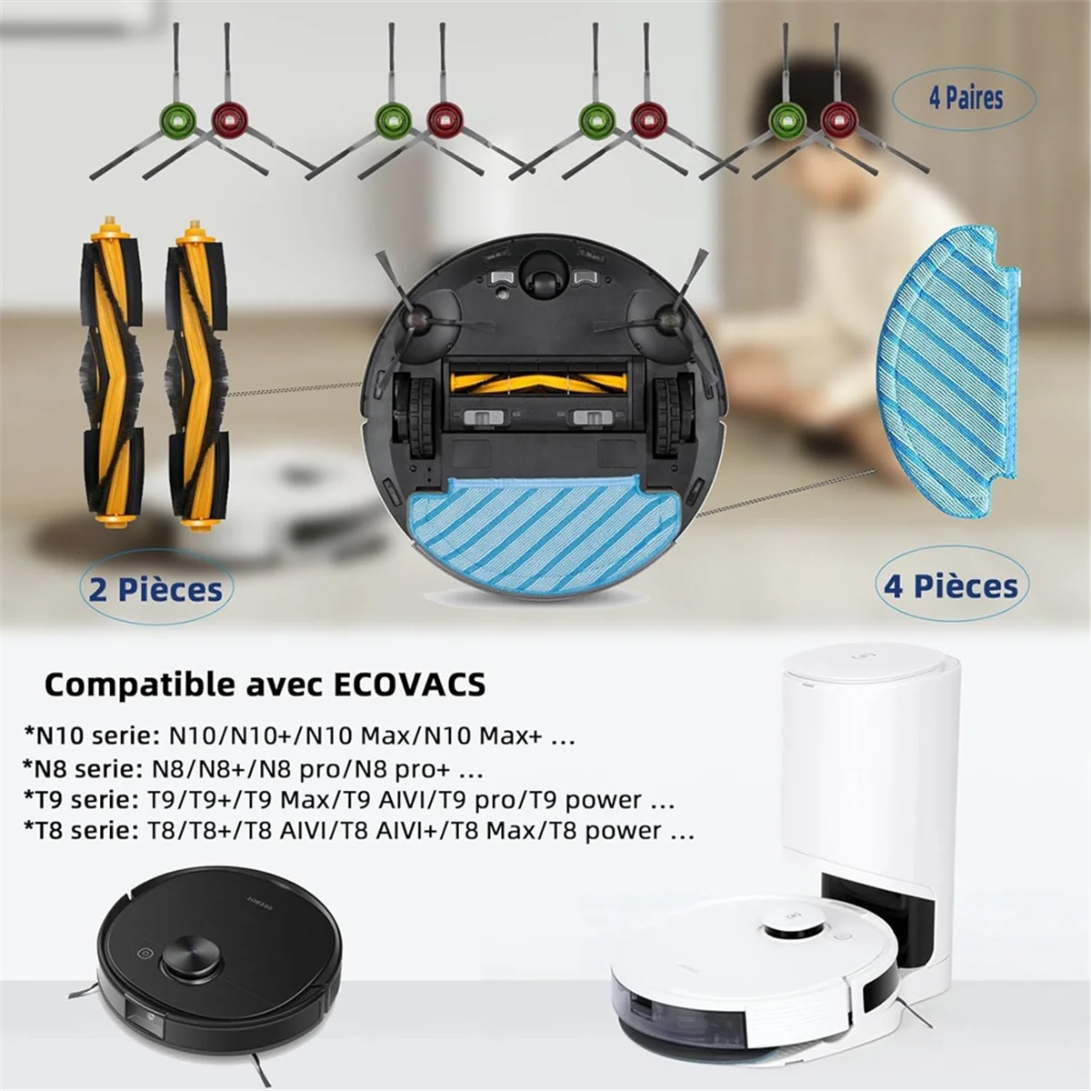 Запасные части для Ecovacs DEEBOT N10+/N10 Plus, комплект аксессуаров OZMO N8+/N8 Pro+, T8+/T8 AIVI+/T9+ — A19G