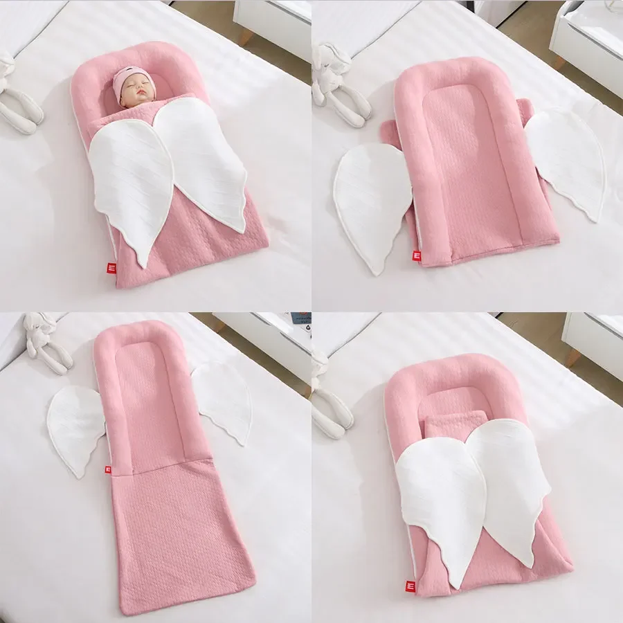 Cama na cama almofada de dormir do bebê asas dobráveis ninho do bebê confortável berço de dormir respirável e ferramenta calmante
