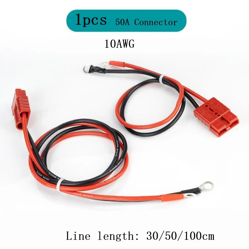 

50A For Anderson Plug Lead To Plug M8 Terminal Battery Charging Connector Cable 1000V DC 10AWG 30cm/50cm/100cm Extension Cord