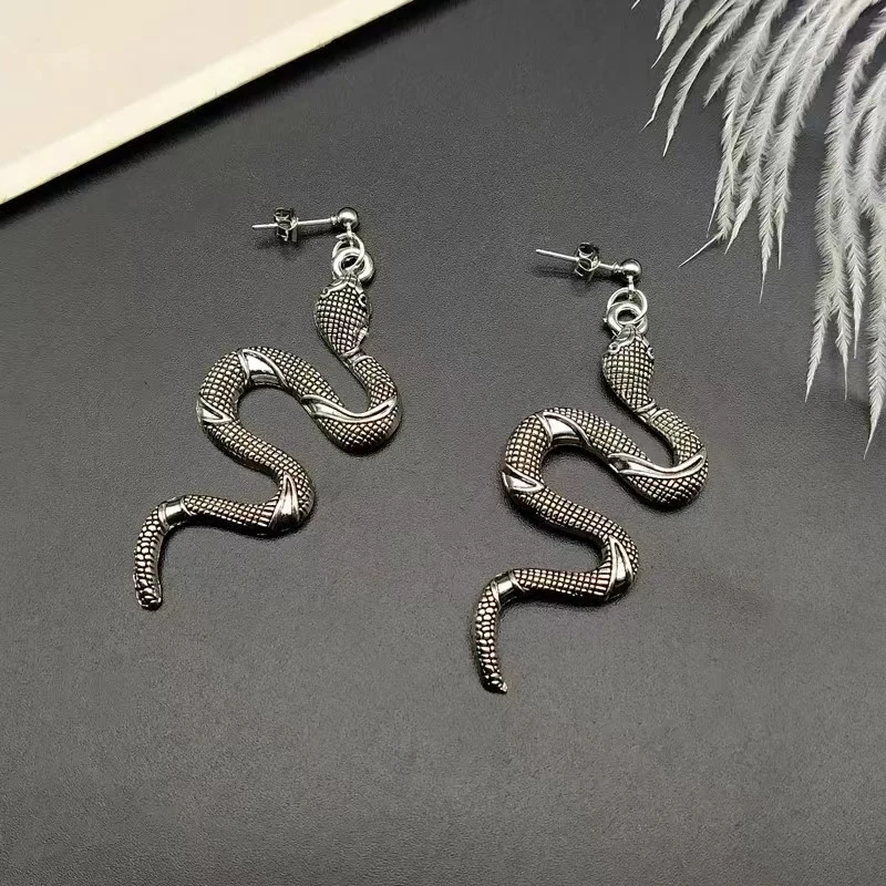 Punk Long Snake Earrings Silver Gold Color Personality Drop Earings For Women Vintage Animal Female Fashion Jewelry Wholesale